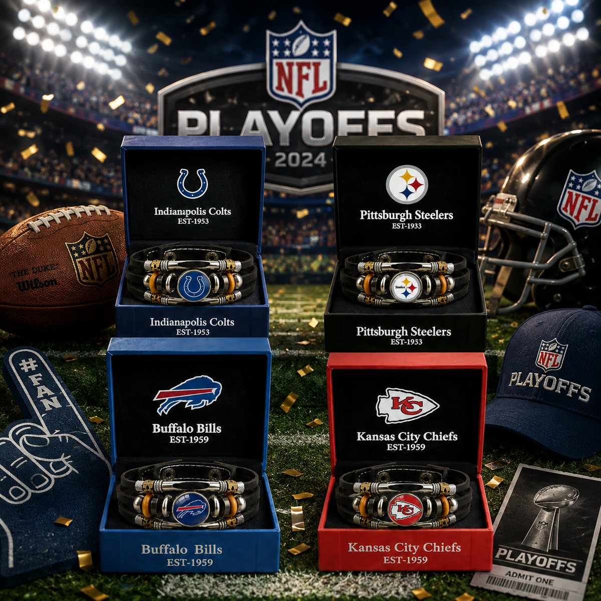 🏈 NFL 32-Team "Glory Gem" Leather Bracelet — Featuring all teams and their signature colors 📿🍀