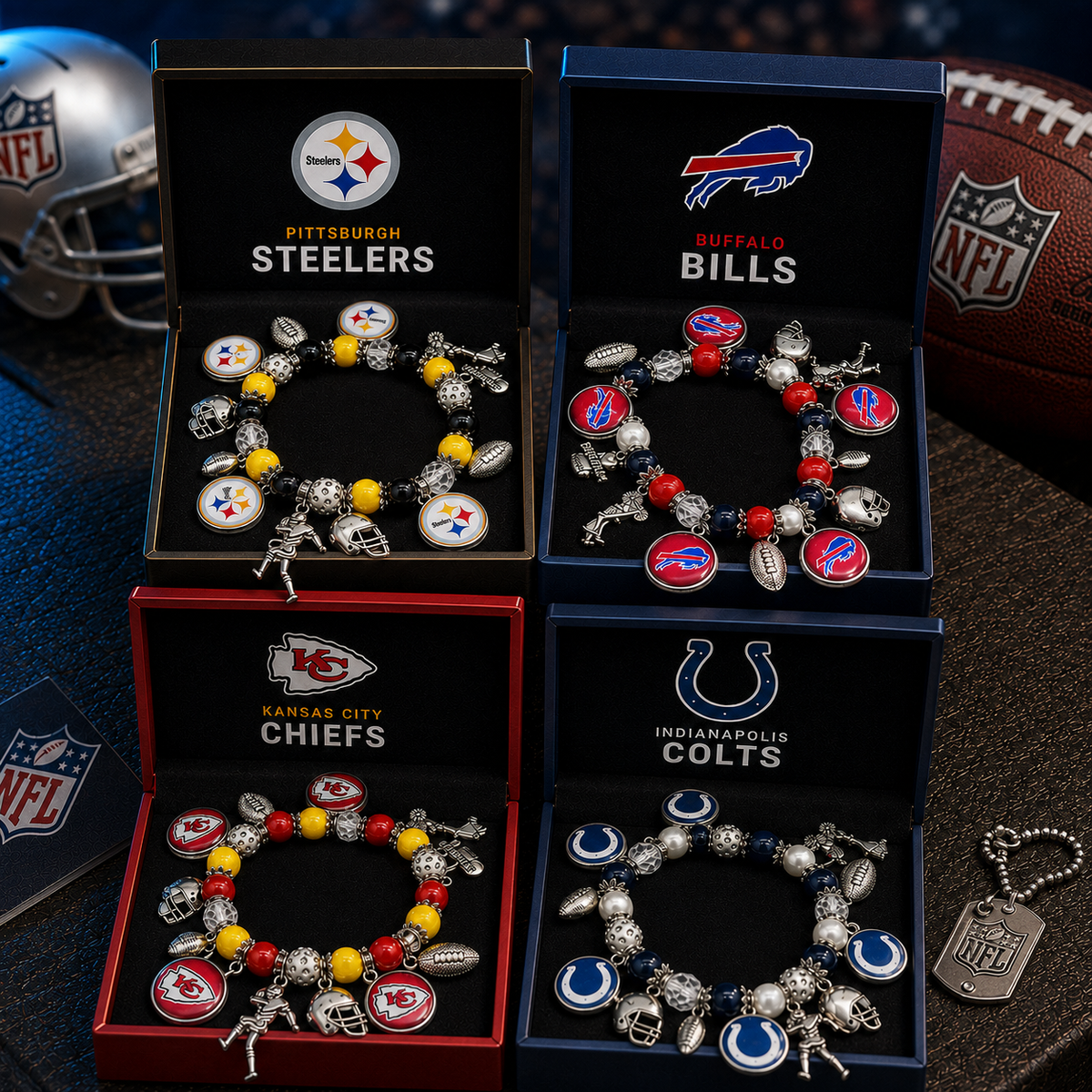 🏈 Designed for 32 NFL teams — Team-themed beaded bracelets 📿🍀