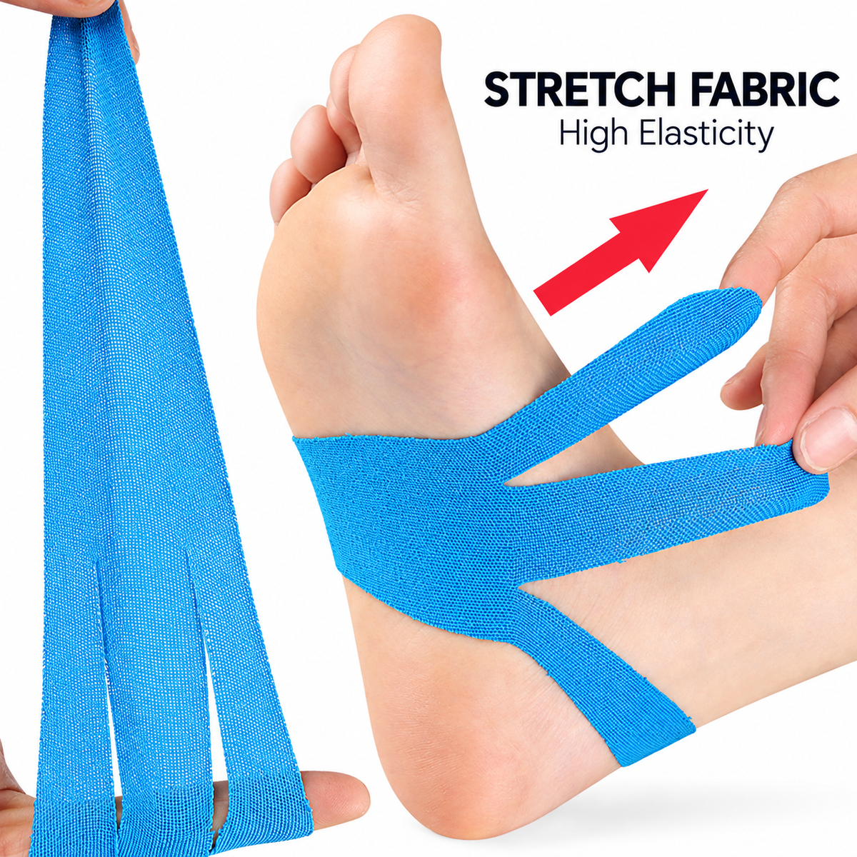 🦶 10-Piece Pre-cut Kinesiology Tape – Pain Relief Sports Tape for Plantar Fasciitis