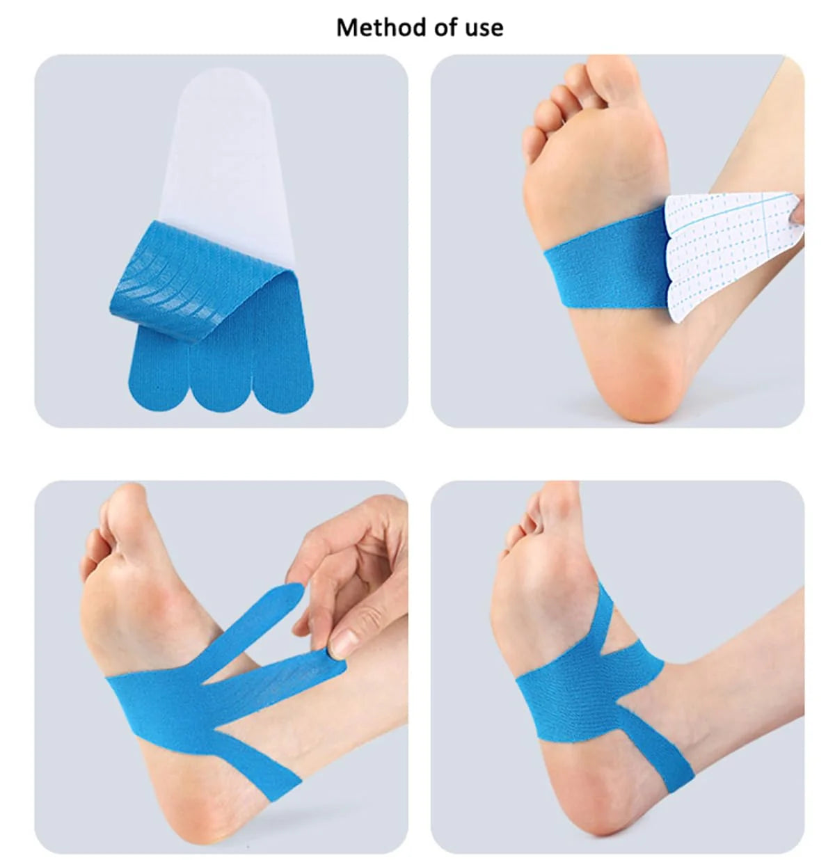 🦶 10-Piece Pre-cut Kinesiology Tape – Pain Relief Sports Tape for Plantar Fasciitis