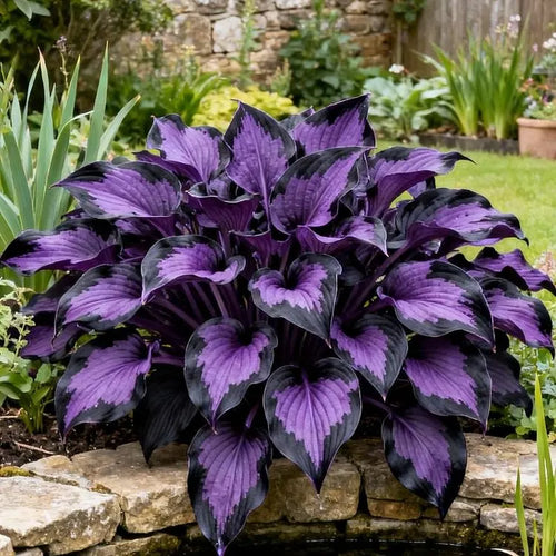 🔥2026 Hot Selling 🌌 Dark Purple Heart Hosta Seeds, a perennial garden plant that is easy to grow