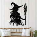 🧙 Black Metal Witch-Themed Wall Decor