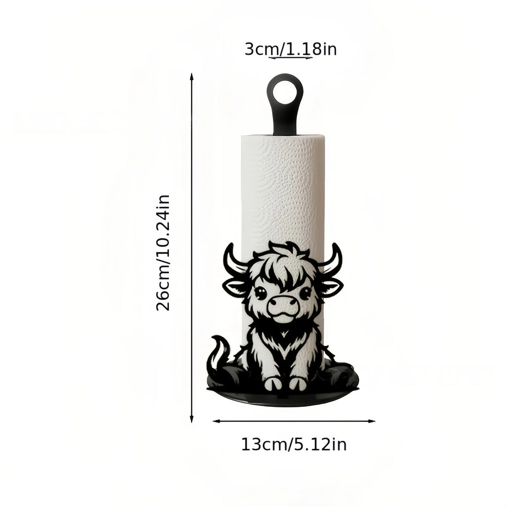🐮 Elegant metal Highland cow-shaped toilet paper holder——Openwork wrought iron toilet paper holder