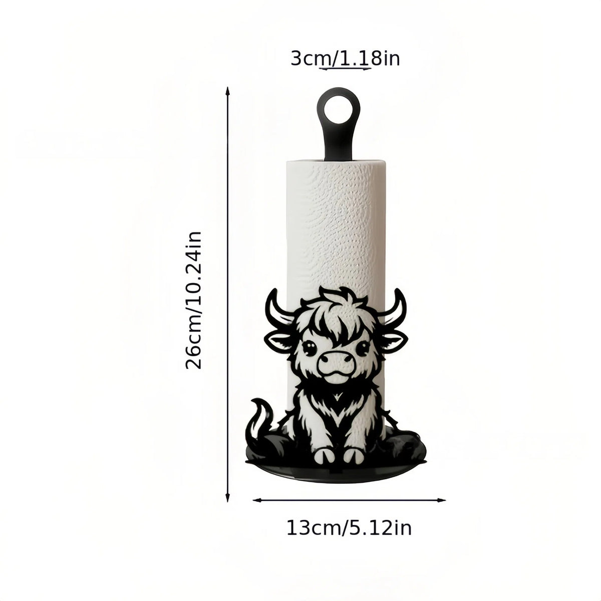 🐮 Elegant metal Highland cow-shaped toilet paper holder——Openwork wrought iron toilet paper holder