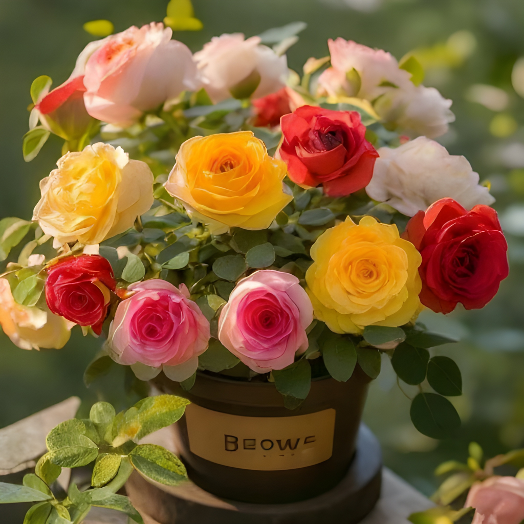Resistant Grafted Rose Plants With Vibrant Mixed Flowers
