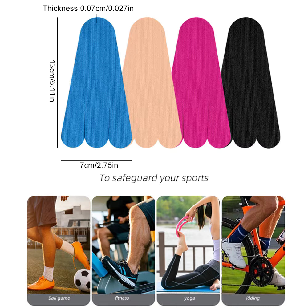 🦶 10-Piece Pre-cut Kinesiology Tape – Pain Relief Sports Tape for Plantar Fasciitis