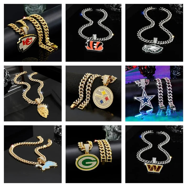 🏈Team Pride Gem Chain Necklace — Every team, every representative color📿🍀