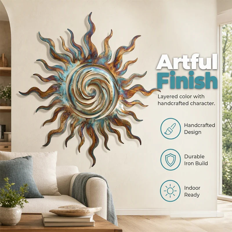 Metal Sun Silhouette Wall Art Decor