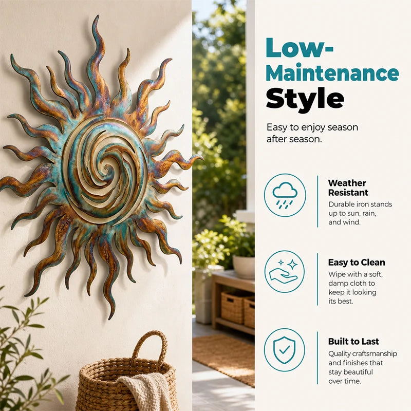 Metal Sun Silhouette Wall Art Decor