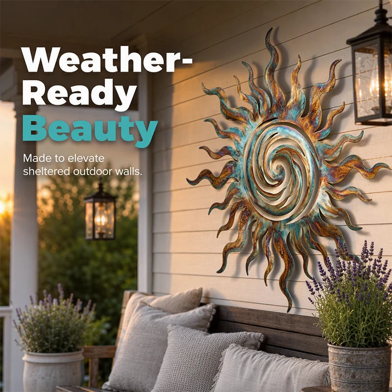 Metal Sun Silhouette Wall Art Decor